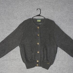 Vintage Geiger Cardigan Sweater Womens 46 Gray Pure New Wool Made in Austria
